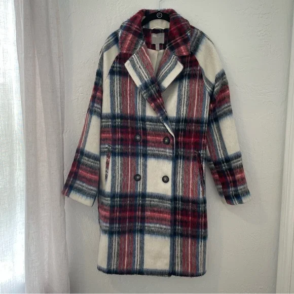ASOS Red and Blue Plaid Trench Coat - Picture 4 of 16
